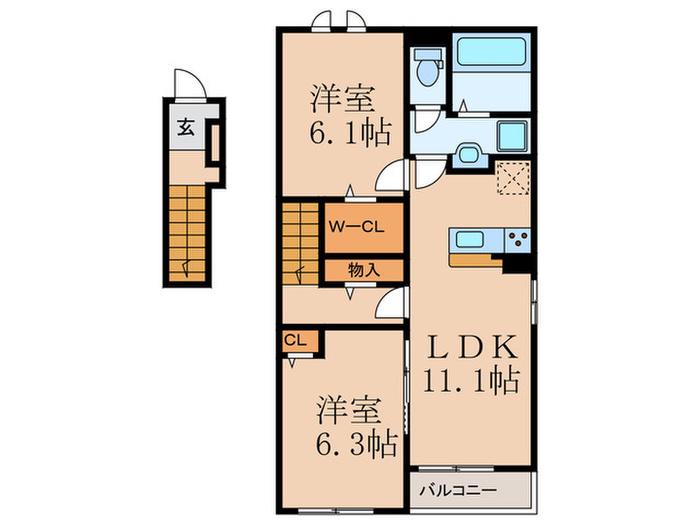 メゾン・ド・アン II(2LDK/2階)の間取り写真