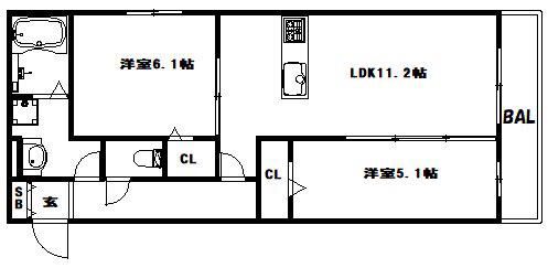 LICORICE A棟(2LDK/3階)の間取り写真