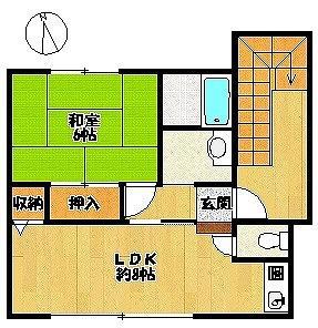 パナハイツ三輪(1LDK/2階)の間取り写真