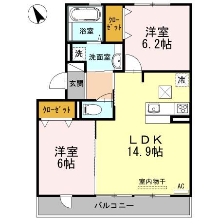 ステラコートIII(2LDK/1階)の間取り写真