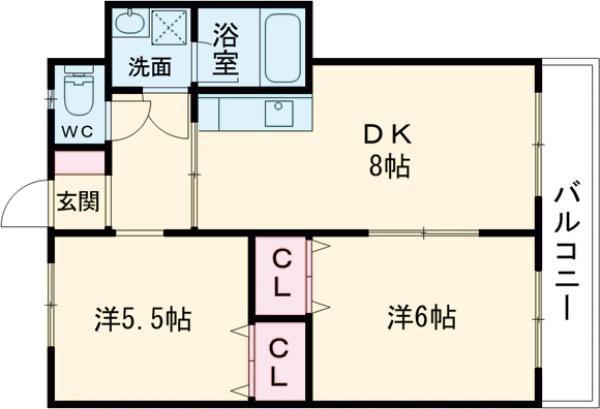 ヴィスタシア(2DK/3階)の間取り写真