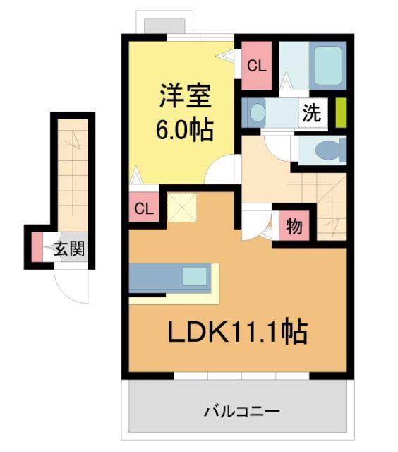 スターブル宝塚(1LDK/2階)の間取り写真