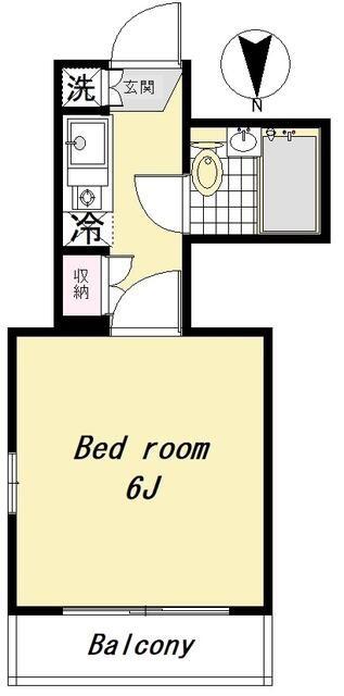 パークサイドコート桜川(1K/2階)の間取り写真