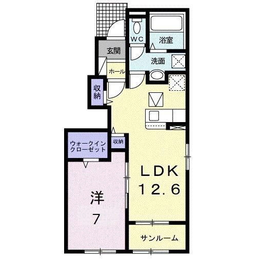 リレア1(1LDK/1階)の間取り写真