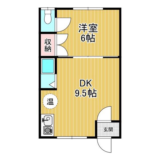 平成ハイツ1号棟(1DK/2階)の間取り写真