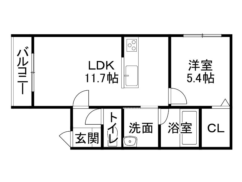 NATURALIII(1DK/3階)の間取り写真