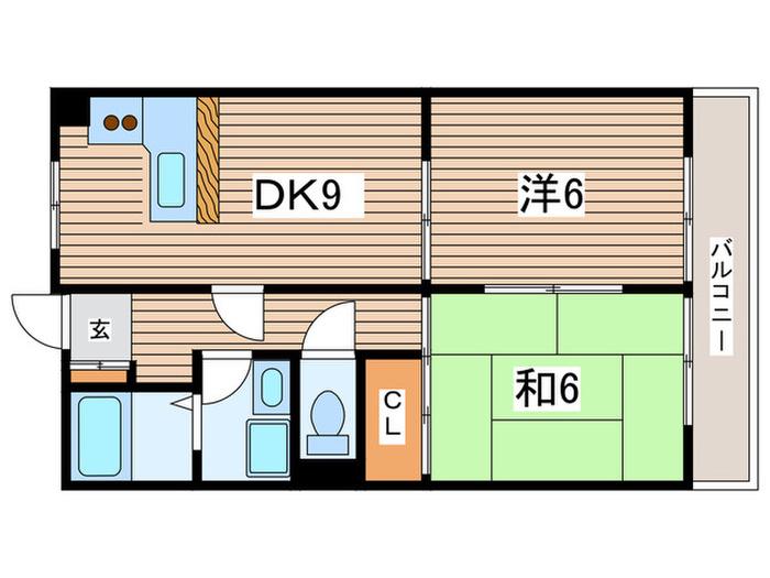 青山コーポA(2DK/3階)の間取り写真