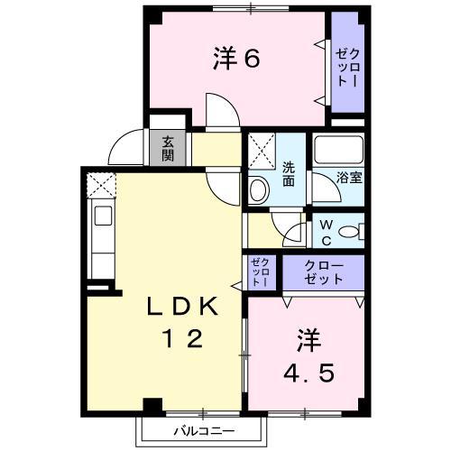 リブアライフ花梨(2LDK/2階)の間取り写真