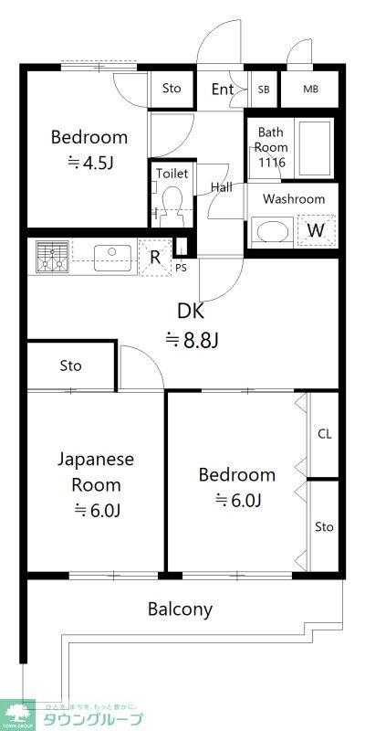 スカイパレス東戸塚(3DK/3階)の間取り写真
