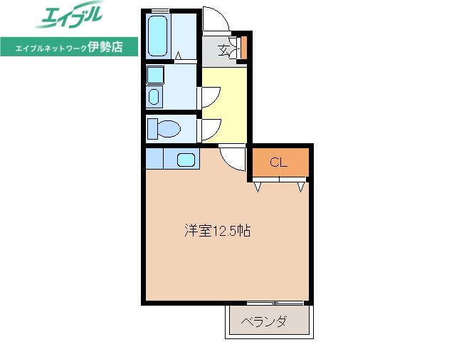 セントラルアイランドB(ワンルーム/2階)の間取り写真
