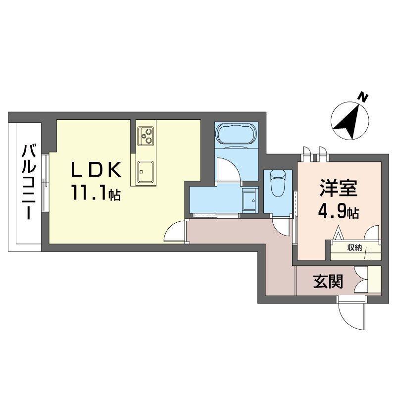 ボヌールカイエ(1LDK/3階)の間取り写真