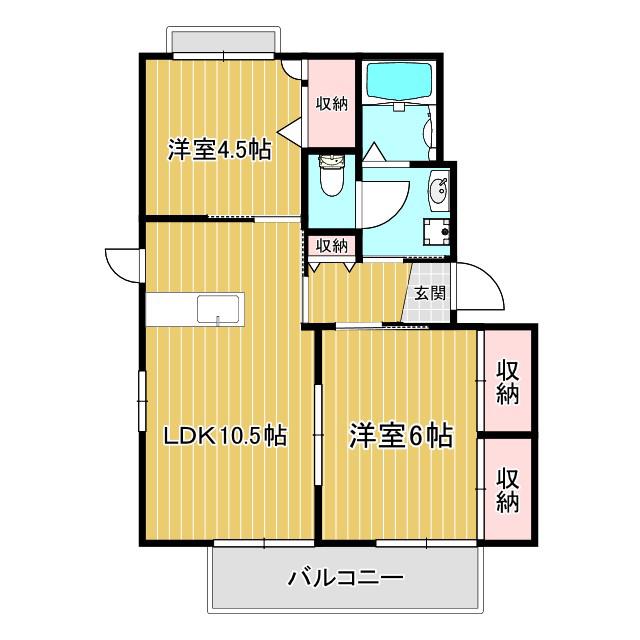フローラKANKI(2LDK/2階)の間取り写真