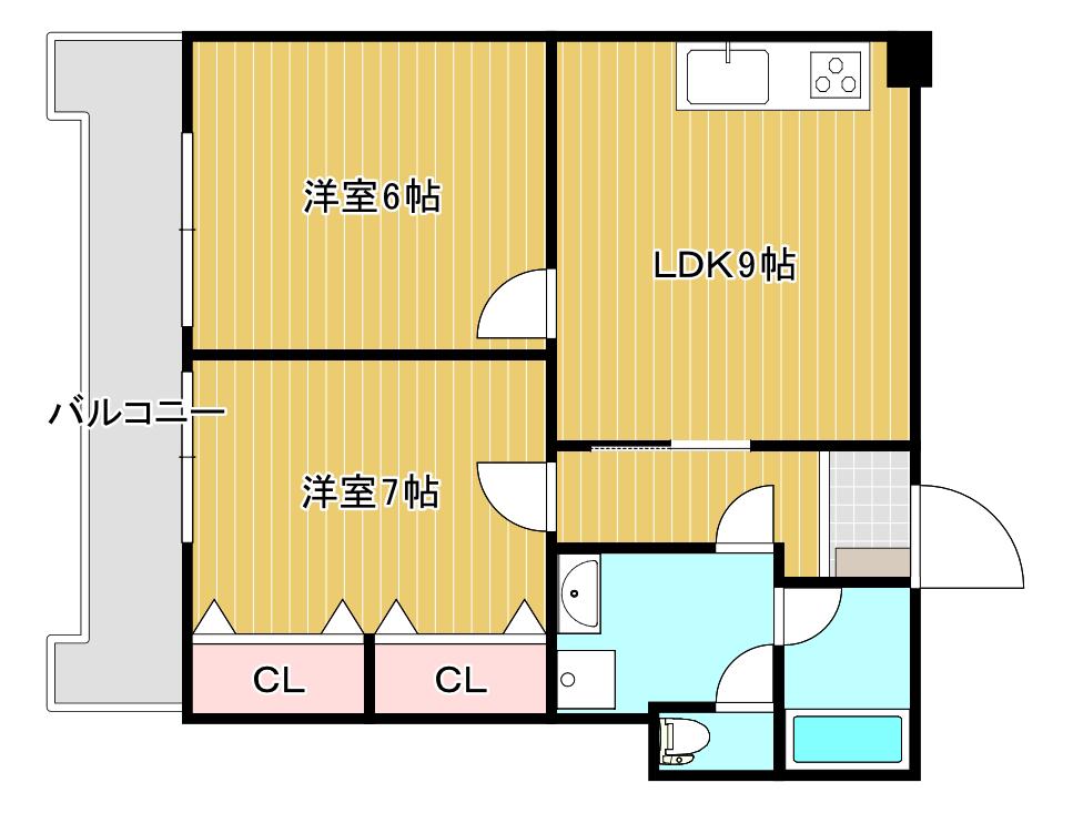 サンフラワーハイツ(2LDK/2階)の間取り写真