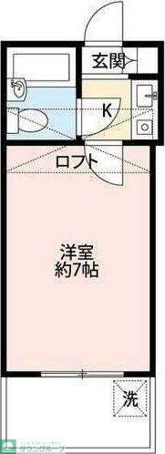 銀東ハイツIII(1K/1階)の間取り写真