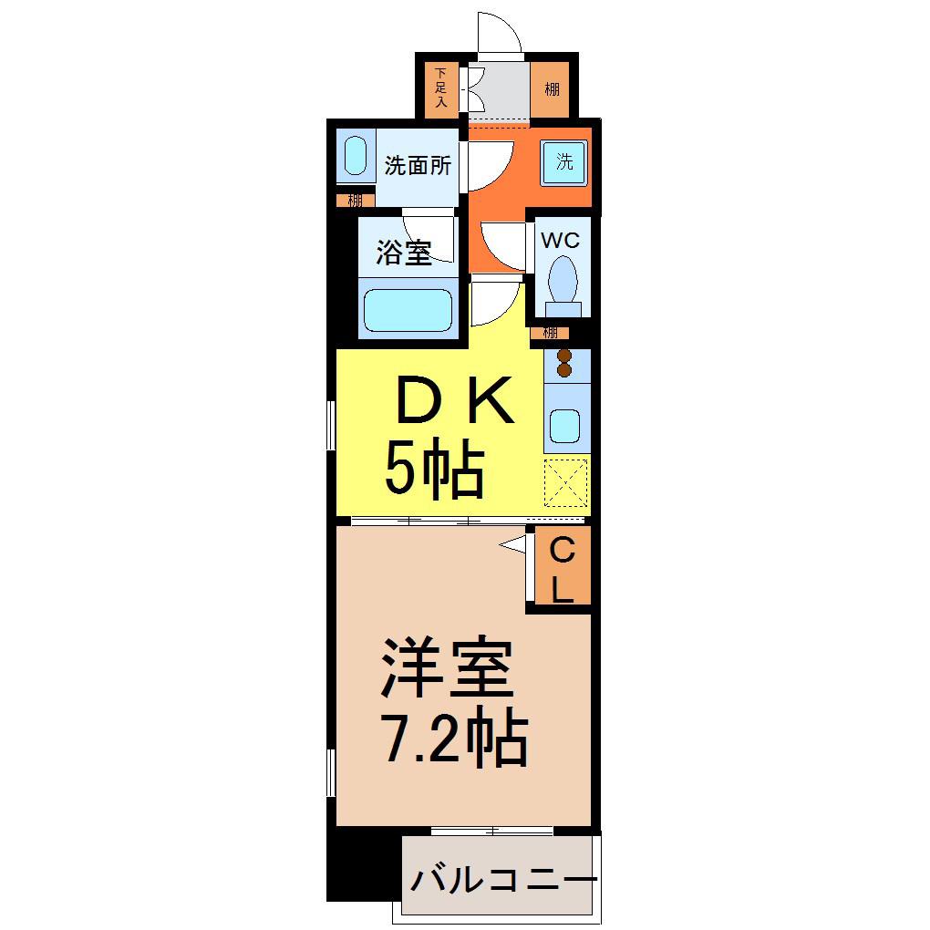 フローラル東別院(1DK/11階)の間取り写真