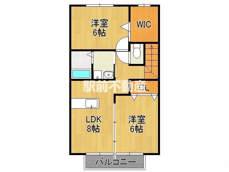 クローバーハイツ(2LDK/2階)の間取り写真
