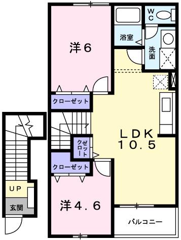 イチサンアベニューA(2LDK/2階)の間取り写真