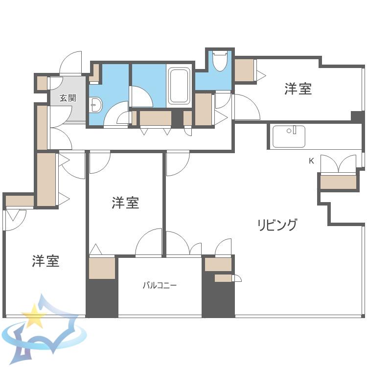 シティタワー札幌大通(3LDK/21階)の間取り写真