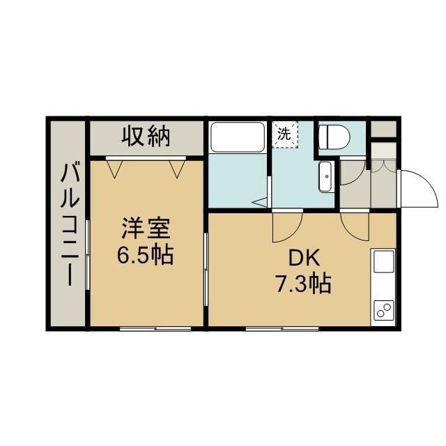 ちぢわマンション(1DK/2階)の間取り写真