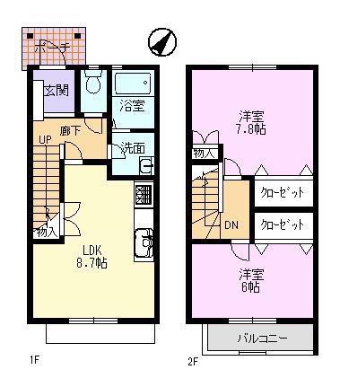 コスモ21 A棟(2LDK/1階)の間取り写真