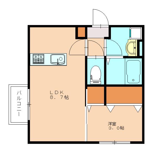 DROOM桜 本城(1LDK/1階)の間取り写真