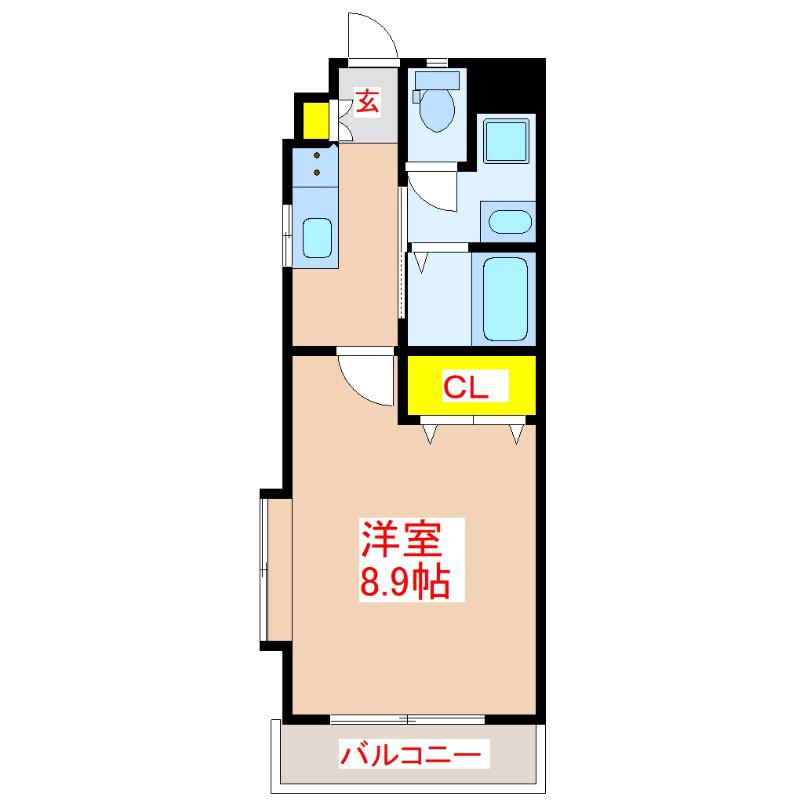 グランディールN(1K/3階)の間取り写真