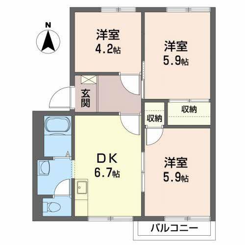 フレグランス菜恵C(3DK/2階)の間取り写真