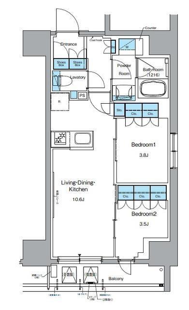 ルフォンプログレ上野御徒町(2LDK/2階)の間取り写真