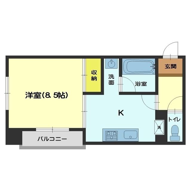 富山地鉄不二越上滝 南富山駅 徒歩4分 4階建 築32年(1K/2階)の間取り写真