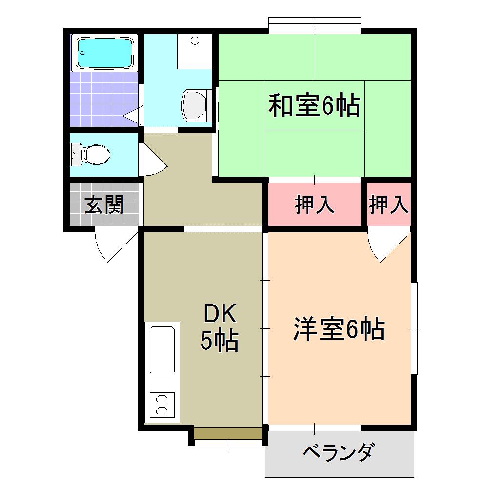 ハイツ水神IA(2DK/1階)の間取り写真