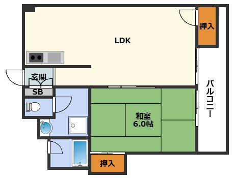 岡本ビル(1LDK/7階)の間取り写真