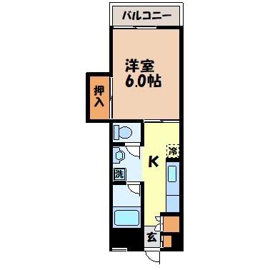 ロイヤルハイツ福山(1K/4階)の間取り写真