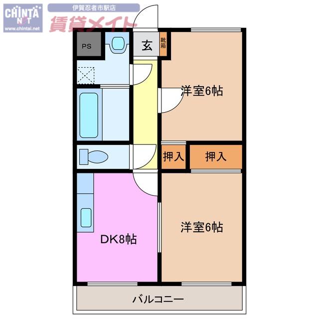 フラット立石A(2DK/1階)の間取り写真
