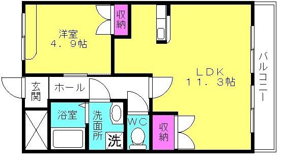 フェリシデーデ(1LDK/2階)の間取り写真