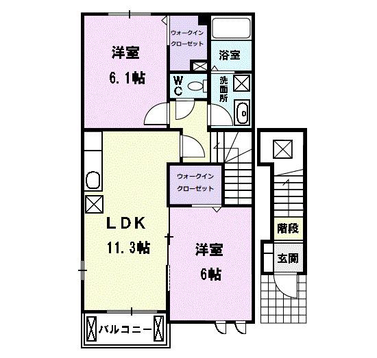 フィガロ(2LDK/2階)の間取り写真