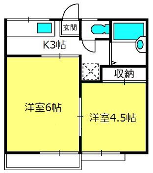 トラッド東大宮(2K/2階)の間取り写真