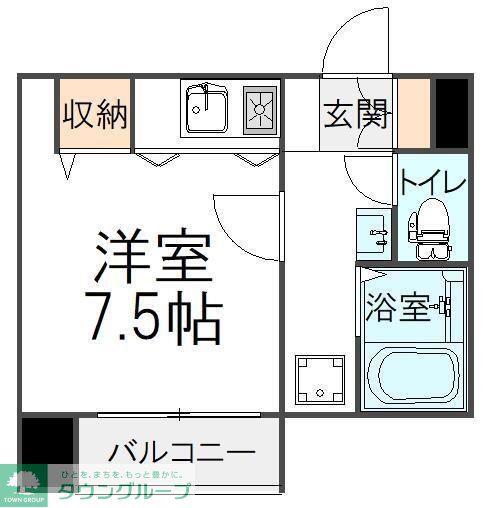 ヴランドール柏中央(ワンルーム/1階)の間取り写真