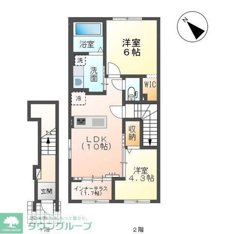 千葉市中央区大森町アパート(2LDK/2階)の間取り写真