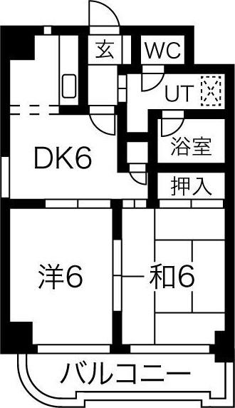 エレガントパレス守山(2DK/1階)の間取り写真