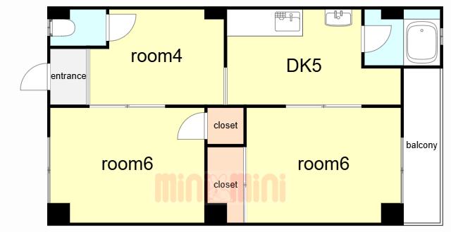 丸吉マンション(3DK/3階)の間取り写真