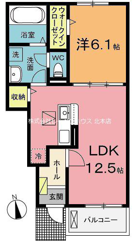 エンドア(1LDK/1階)の間取り写真