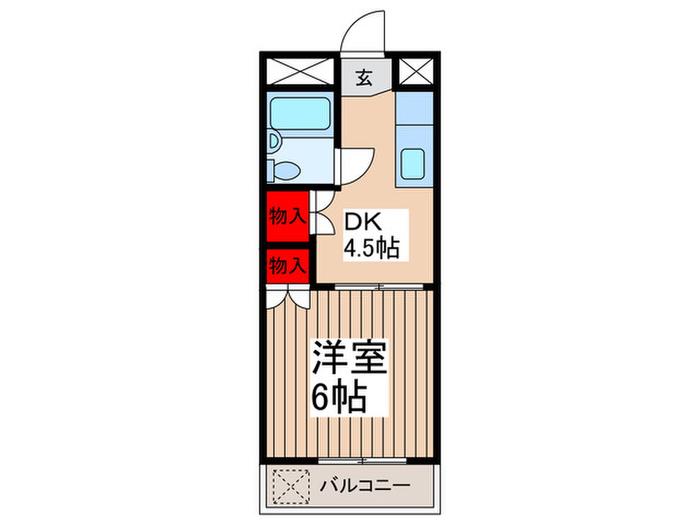 YKコーポ(1DK/2階)の間取り写真