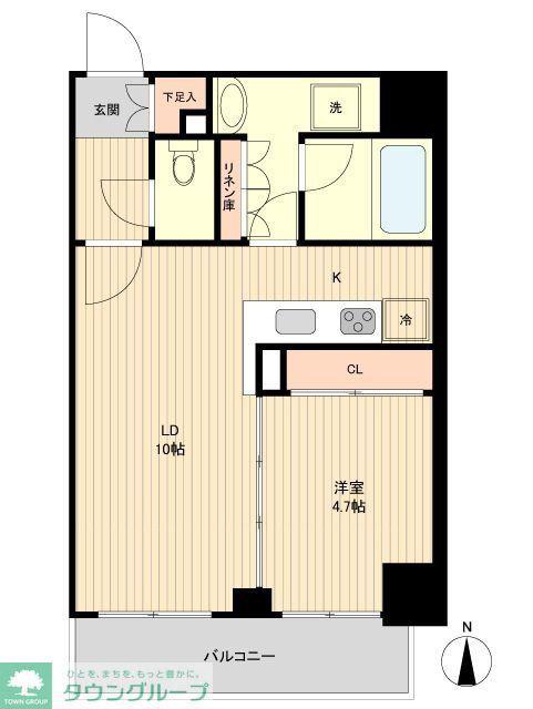ザ・パーククロス広尾(1LDK/7階)の間取り写真