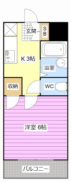 コーポ曳馬野(1K/1階)の間取り写真