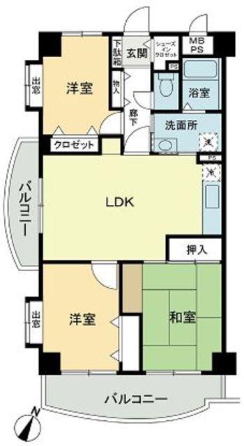 ビューハイツ高山(3LDK/5階)の間取り写真