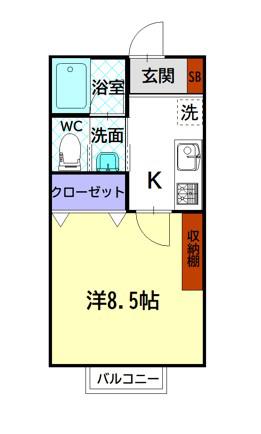 アパートメント BE1(1K/2階)の間取り写真