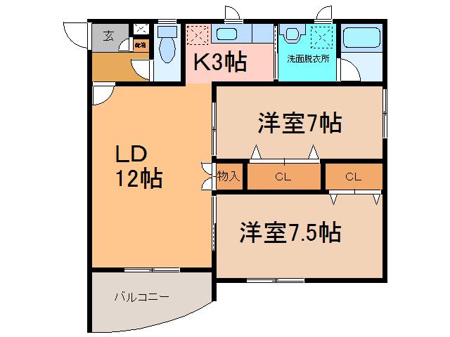 ヴィーナス フォート(2LDK/2階)の間取り写真