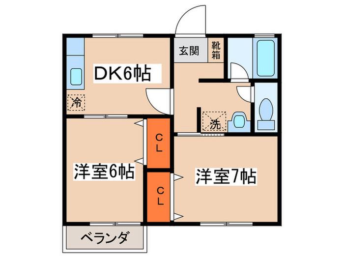 プランドールアン(2DK/2階)の間取り写真