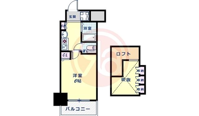 エステムコート難波ミューステージ(1K/2階)の間取り写真