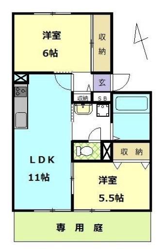 クレール御立(2LDK/1階)の間取り写真